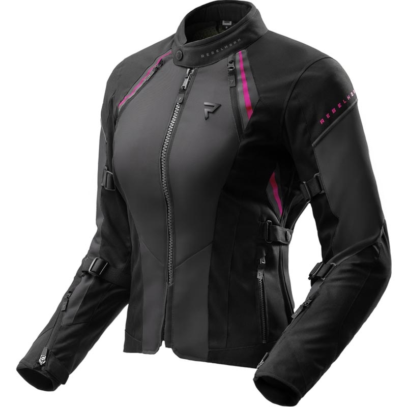 Geacă de motocicletă pentru femei Rebelhorn Swift negru-gri-roz