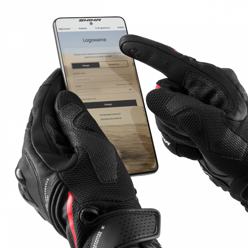 Mănuși de motocicletă Shima Spark 3.0 negru-roșu