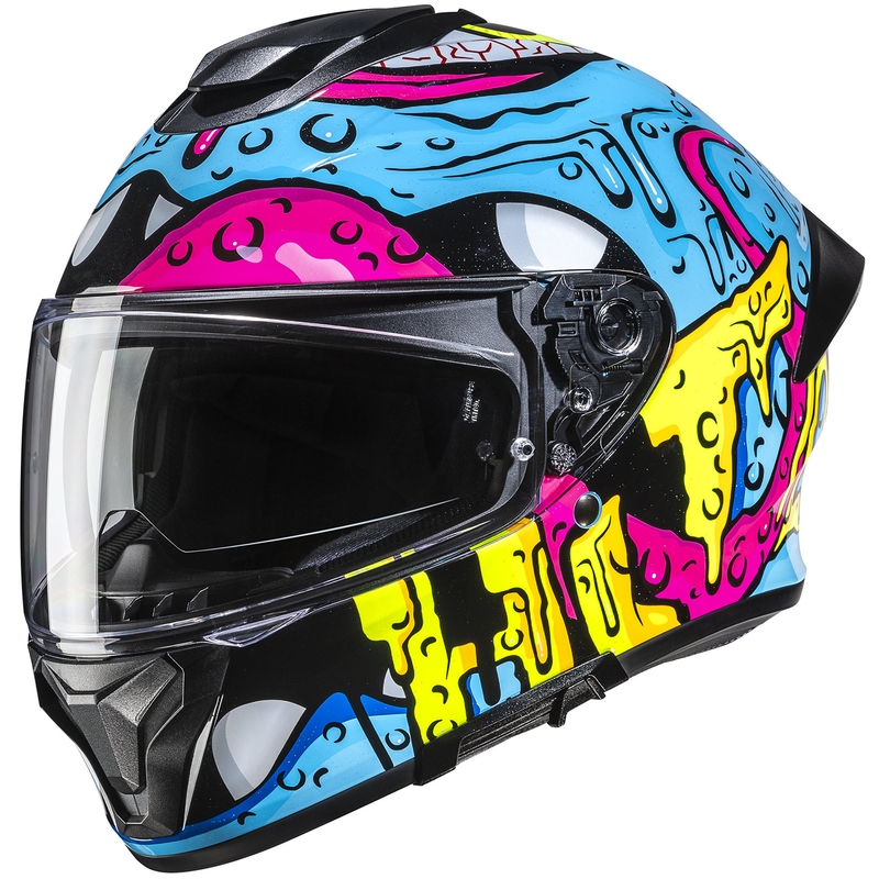 Cască integrală pentru motocicletă HJC C71 Squeeze MC28 albastru-galben-roz