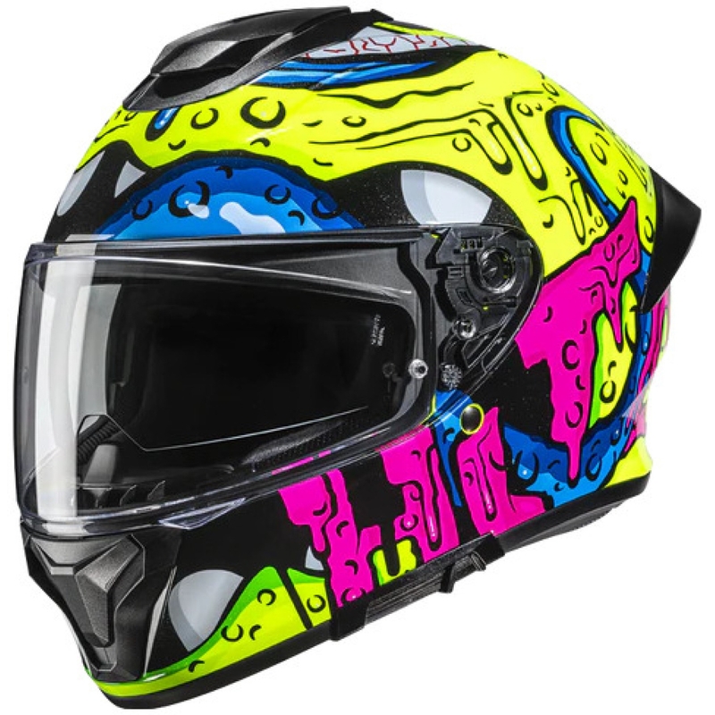 Cască integrală pentru motocicletă HJC C71 Squeeze MC32H galben-roz-albastru