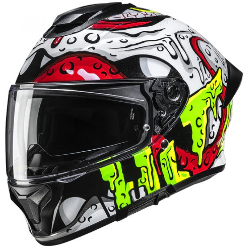 Cască integrală pentru motocicletă HJC C71 Squeeze MC41 alb-galben-roșu