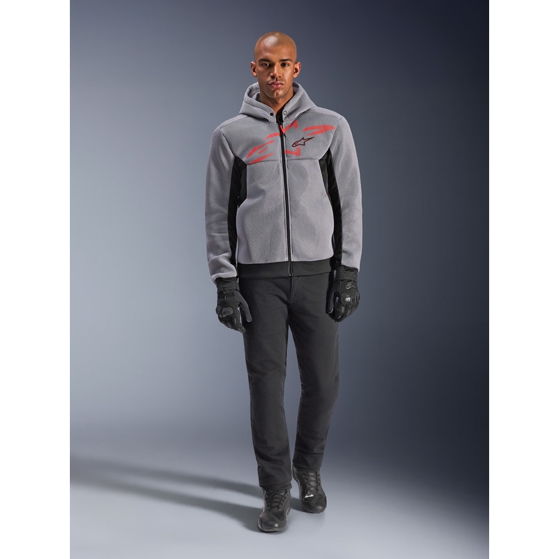 Hanorac motocicletă Alpinestars Chrome Superairflow negru-gri deschis-roșu fluo