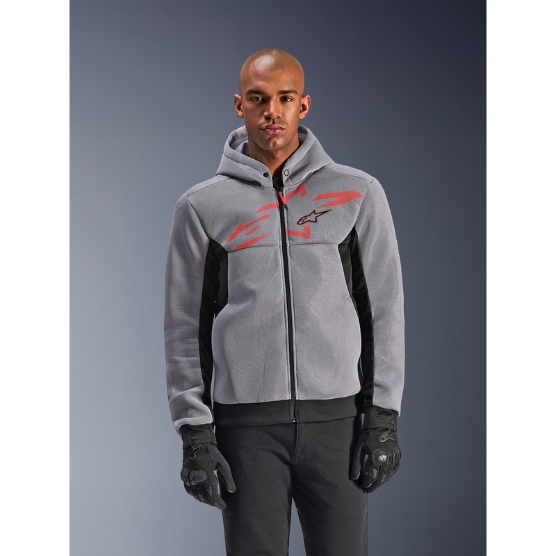 Hanorac motocicletă Alpinestars Chrome Superairflow negru-gri deschis-roșu fluo
