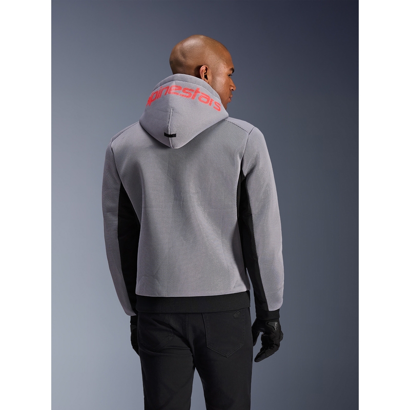 Hanorac motocicletă Alpinestars Chrome Superairflow negru-gri deschis-roșu fluo