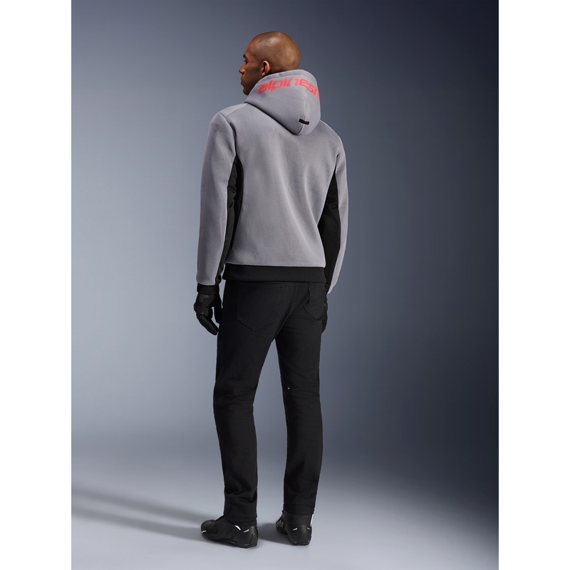 Hanorac motocicletă Alpinestars Chrome Superairflow negru-gri deschis-roșu fluo