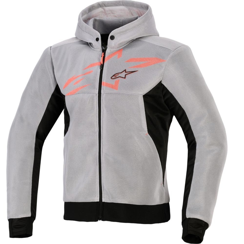 Hanorac motocicletă Alpinestars Chrome Superairflow negru-gri deschis-roșu fluo
