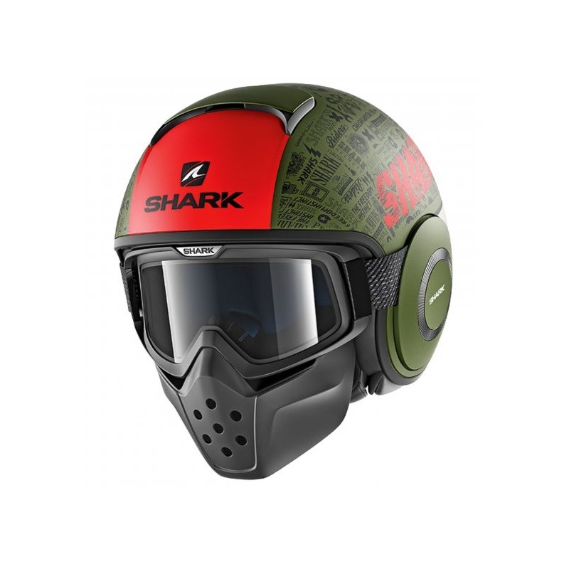 Cască deschisă SHARK DRAK Tribute Mat negru-verde-roșu