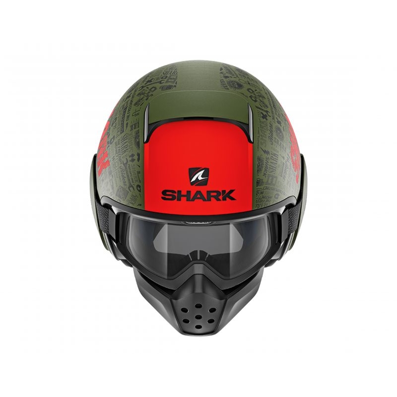 Cască deschisă SHARK DRAK Tribute Mat negru-verde-roșu