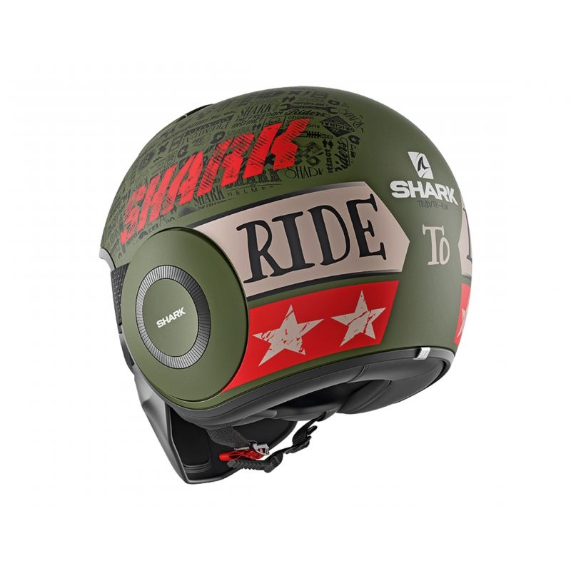 Cască deschisă SHARK DRAK Tribute Mat negru-verde-roșu