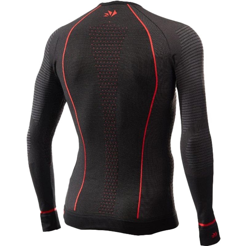 Tricou funcțional cu mânecă lungă SIXS TS2W CU negru-roșu