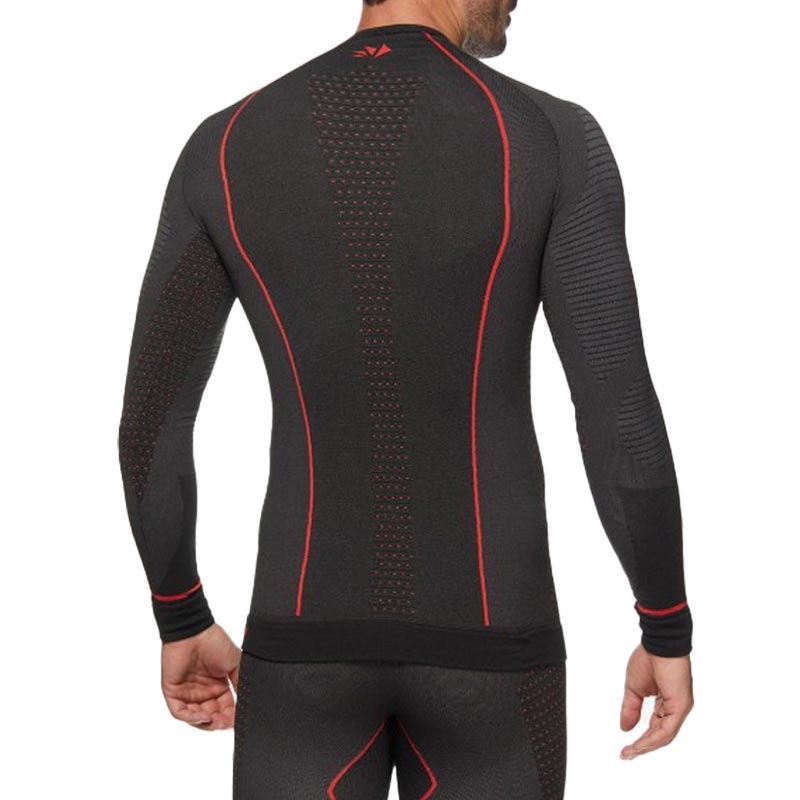 Tricou funcțional cu mânecă lungă SIXS TS2W CU negru-roșu