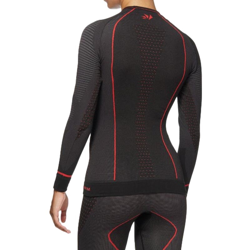 Tricou funcțional cu mânecă lungă SIXS TS2W CU negru-roșu
