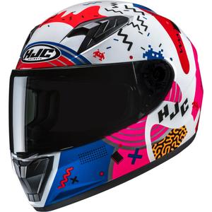Cască integrală pentru motocicletă HJC Y10 Mika MC28 pentru copii, alb-roz-albastru