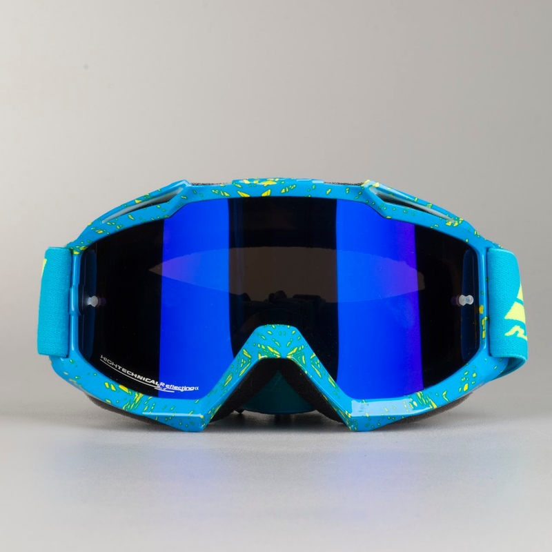 Ochelari de motocros Shot Iris Scratch albastru-fluo galben lichidare