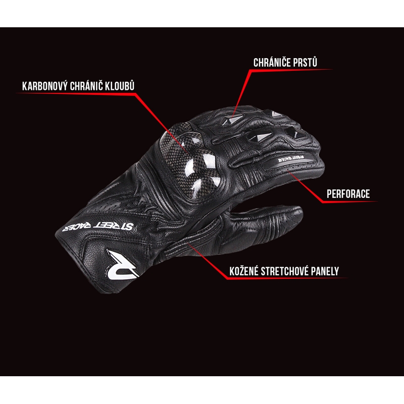 Mănuși moto Street Racer XTR negru lichidare
