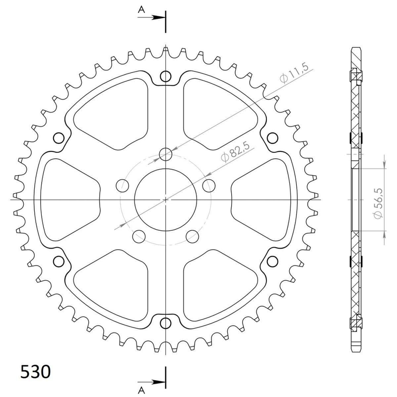 Foaie spate SUPERSPROX STEALTH argintiu 53T, 530