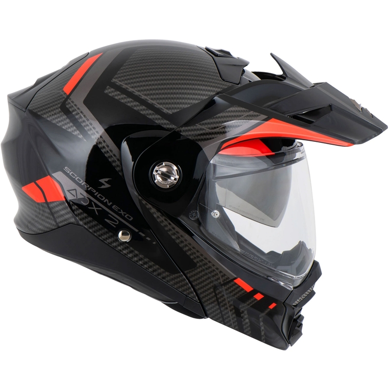 Cască de motocicletă Scorpion ADX-2 LEWIS, tip flip-up, negru-roșu