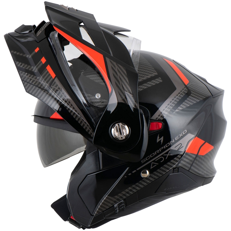 Cască de motocicletă Scorpion ADX-2 LEWIS, tip flip-up, negru-roșu