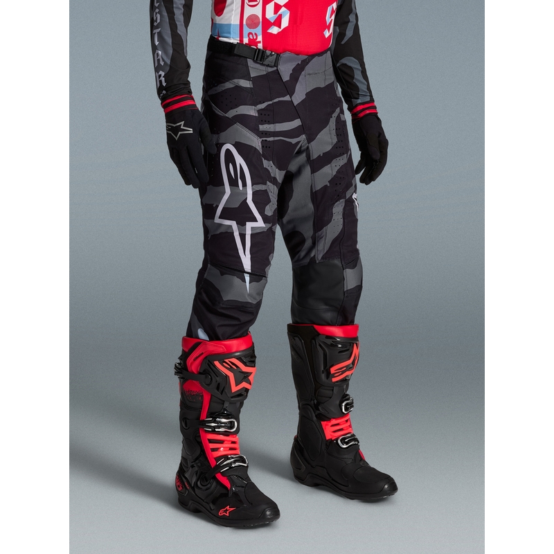 Pantaloni motocross Alpinestars Techstar ediție limitată Beast Coast gri-negru-portocaliu