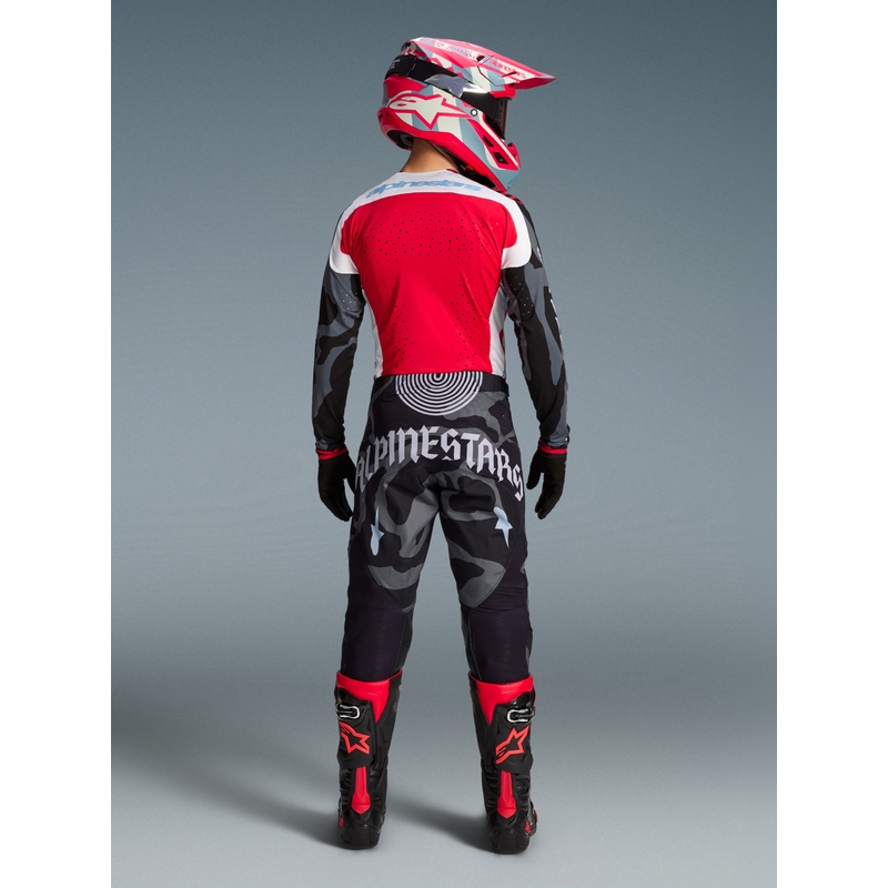 Pantaloni motocross Alpinestars Techstar ediție limitată Beast Coast gri-negru-portocaliu