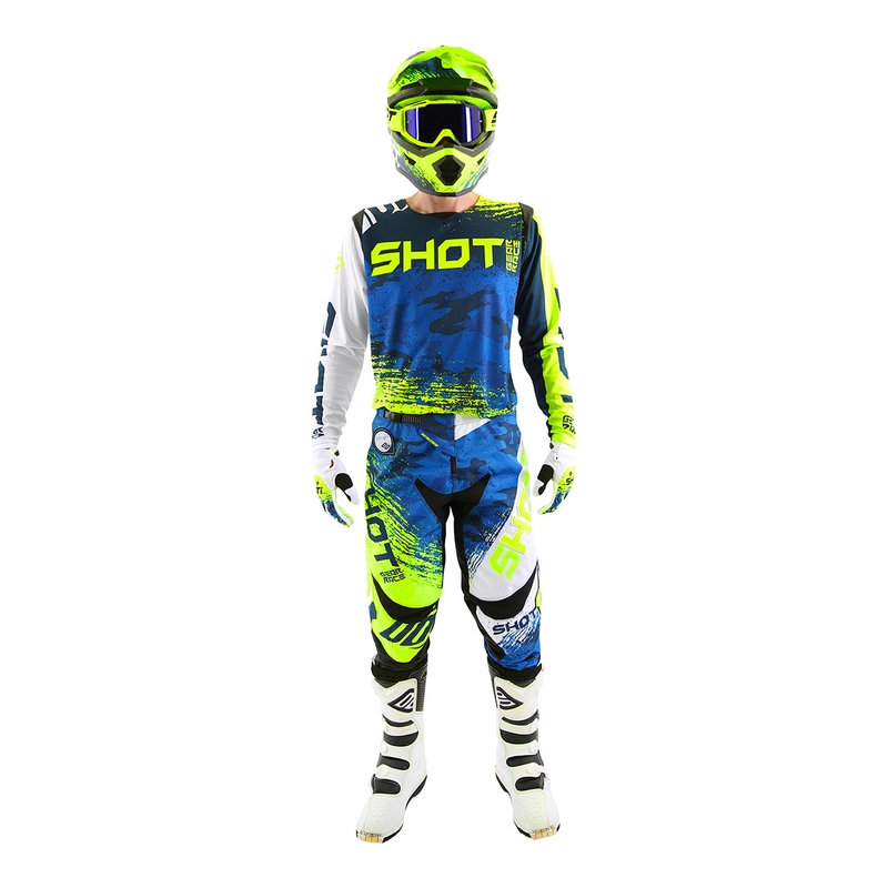 Pantaloni motocross Shot CONTACT Counter albastru-fluo galben
