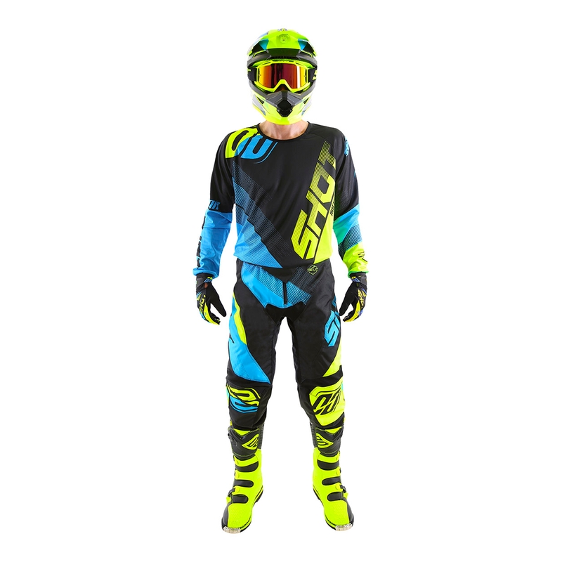 Pantaloni Motocross Shot DEVO Ultimate albastru-fluo galben lichidare