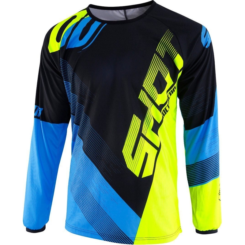 Tricou de motocros Shot DEVO Ultimate albastru-fluo galben lichidare