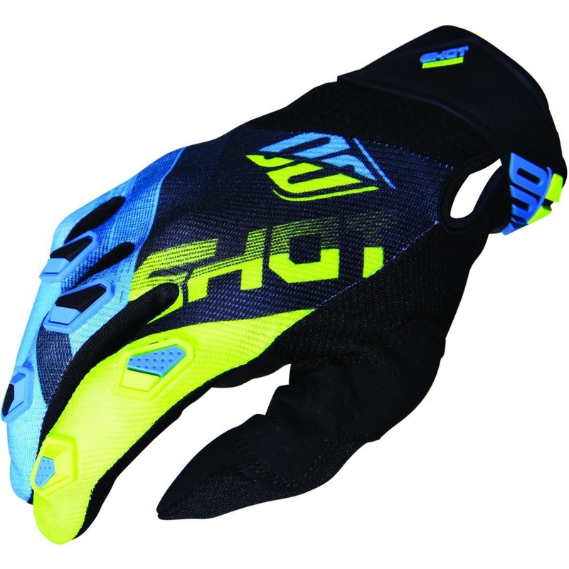 Mănuși de motocross Shot DEVO Ultimate albastru-fluo galben lichidare