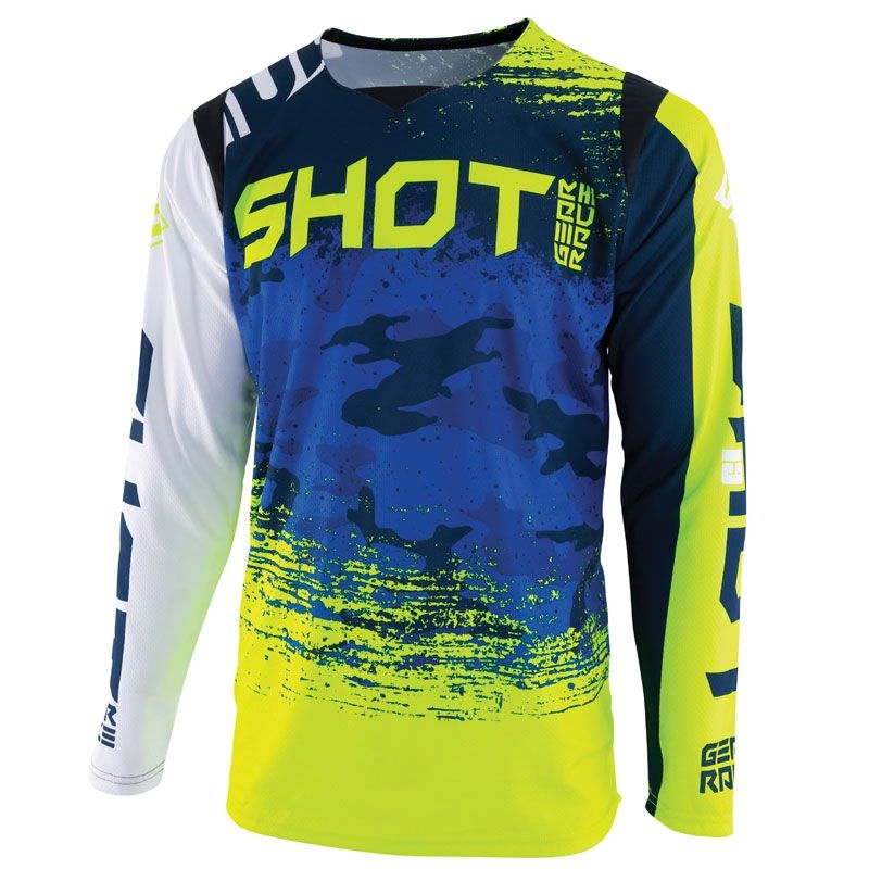 Tricou de motocros Shot CONTACT Counter albastru-fluo galben