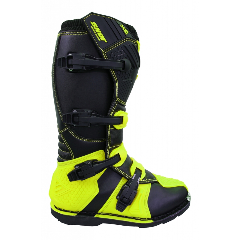 Shot X10 Negru-Fluo negru-galben Galben  cizme de motociclete lichidare