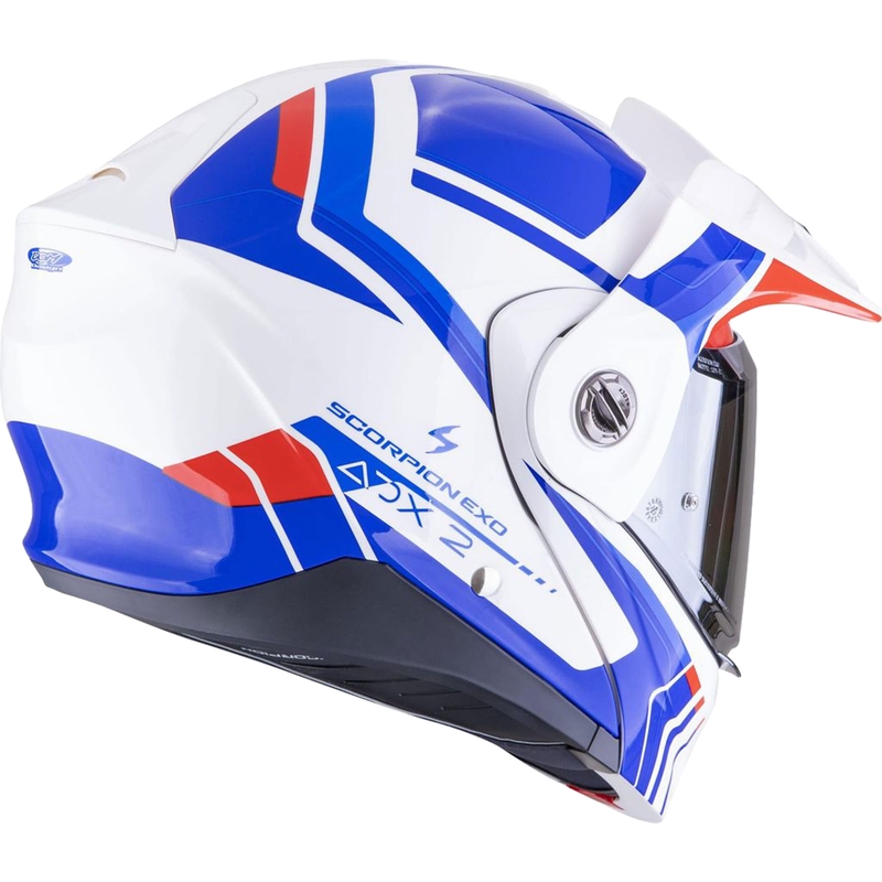 Cască de motocicletă rabatabilă Scorpion ADX-2 LEWIS alb-albastru-roșu