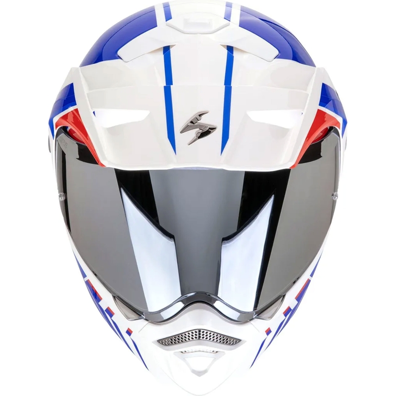Cască de motocicletă rabatabilă Scorpion ADX-2 LEWIS alb-albastru-roșu