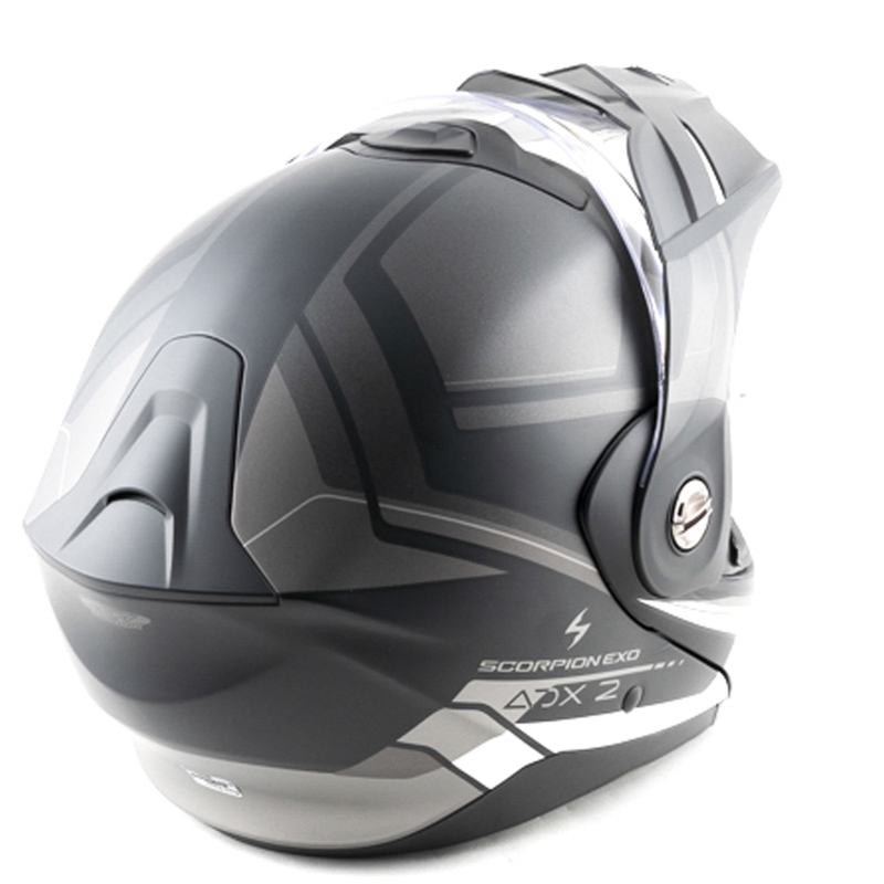 Cască de motocicletă Scorpion ADX-2 LEWIS, flip-up, negru mat-argintiu