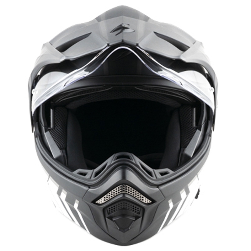 Cască de motocicletă Scorpion ADX-2 LEWIS, flip-up, negru mat-argintiu