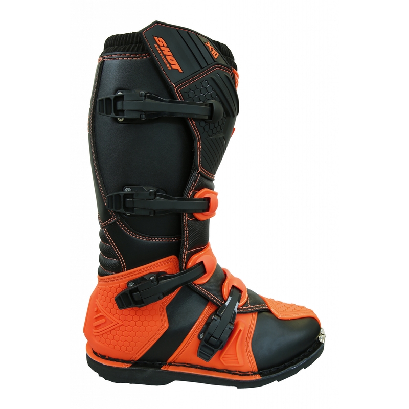 Shot X10 cizme de motocicletă negru-fluo portocaliu