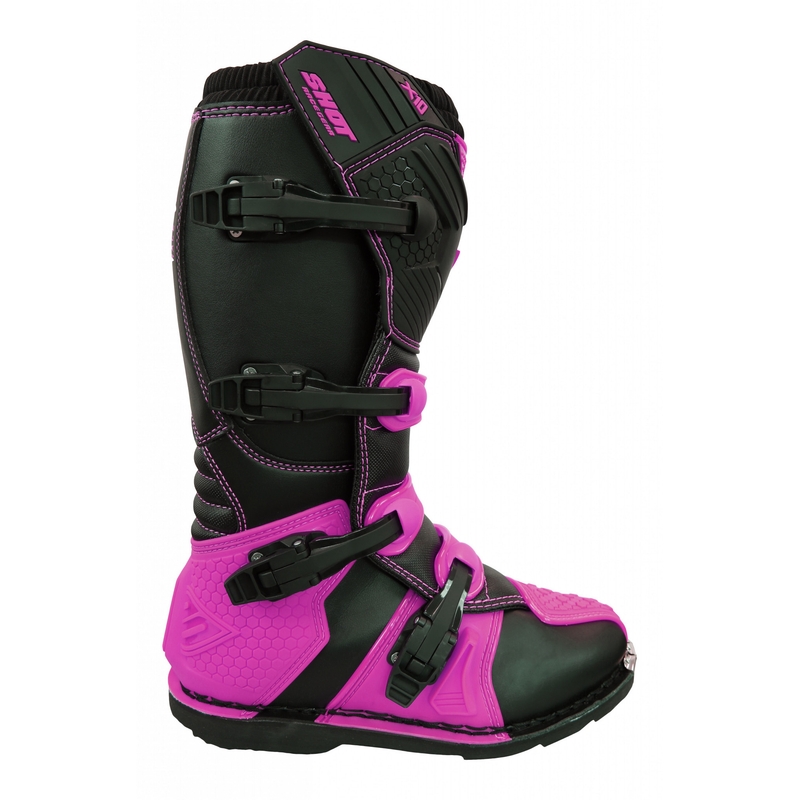 Shot X10 Negru-Fluo negru roz Cizme de motociclete lichidare