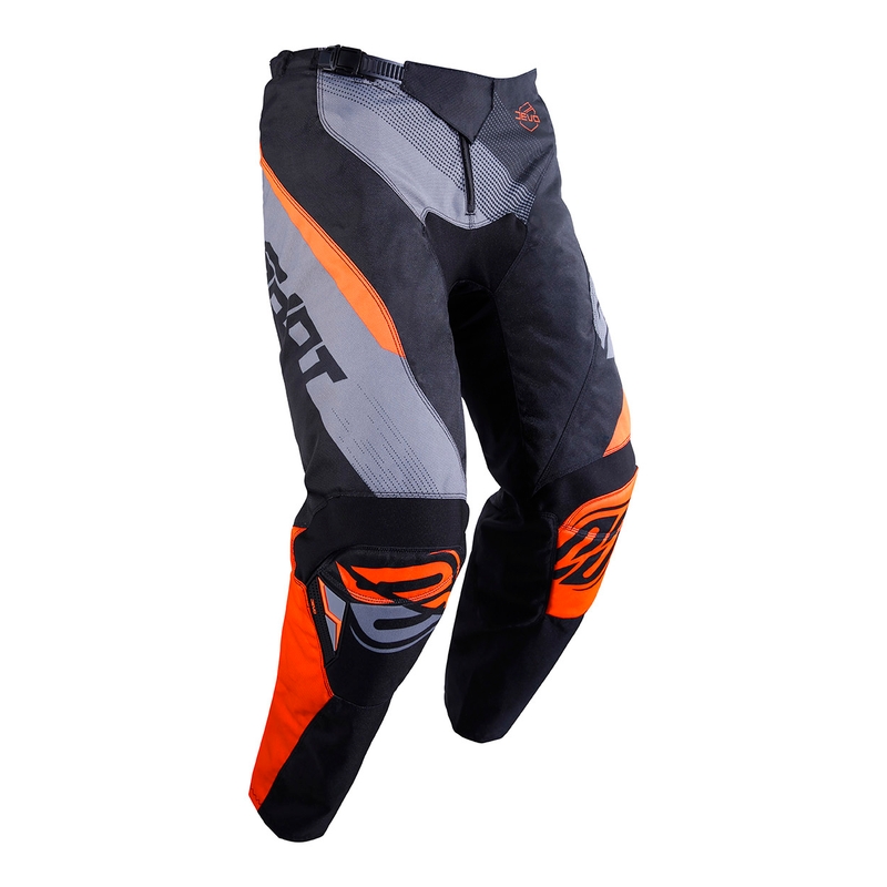 Pantaloni motocross pentru copii Shot DEVO Ultimate negru-fluo portocaliu lichidare