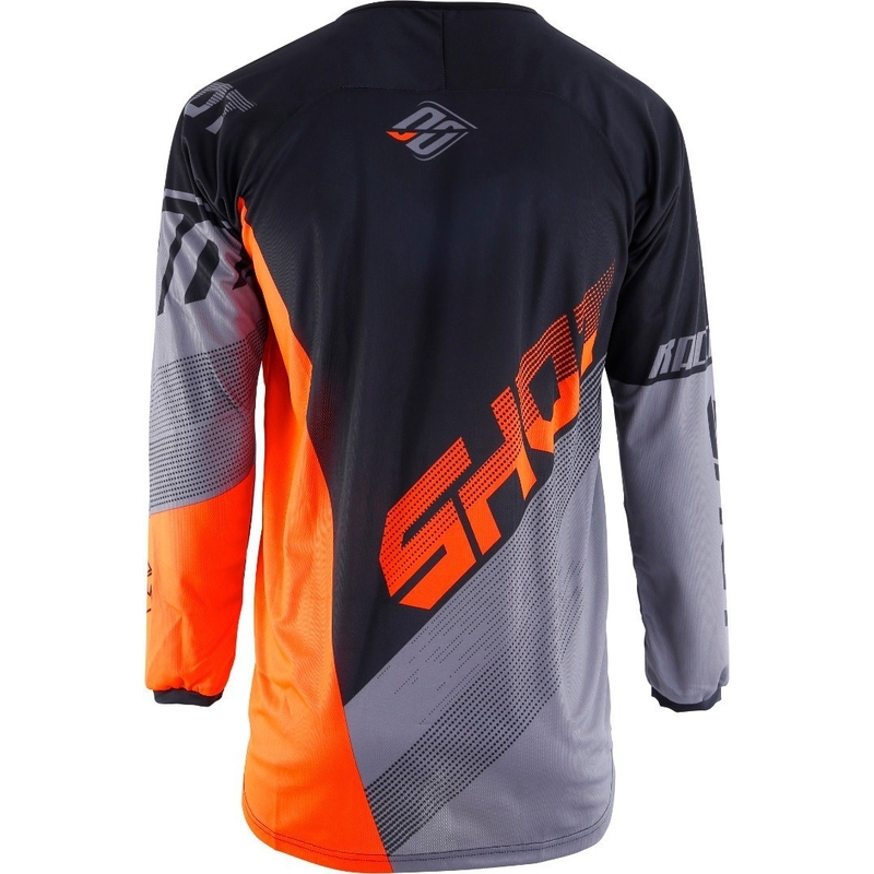 Tricoul de motocros pentru copii Shot DEVO Ultimate negru-fluo portocaliu