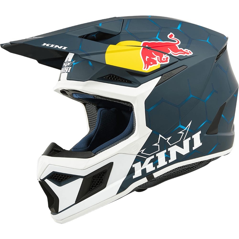 Cască motocross pentru copii KINI Red Bull MX3 1.0 albastru-alb