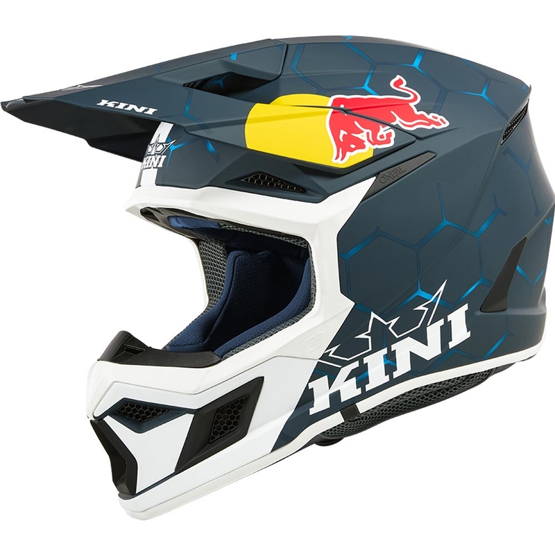 Cască motocross pentru copii KINI Red Bull MX3 1.0 albastru-alb
