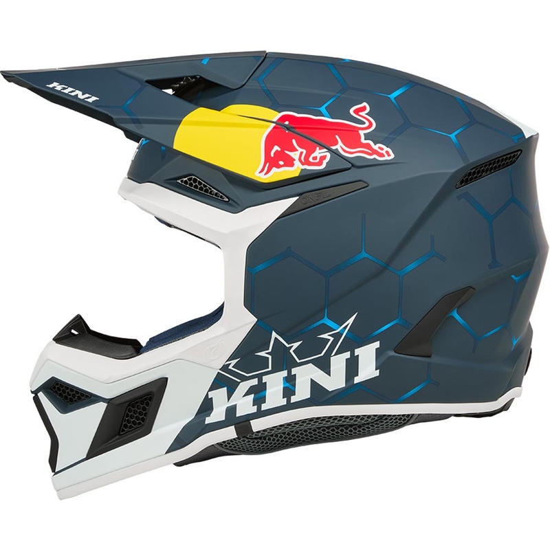 Cască motocross pentru copii KINI Red Bull MX3 1.0 albastru-alb