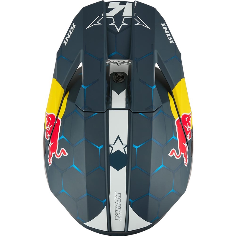 Cască motocross pentru copii KINI Red Bull MX3 1.0 albastru-alb