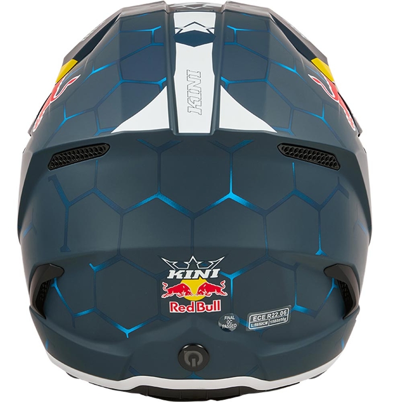 Cască motocross pentru copii KINI Red Bull MX3 1.0 albastru-alb