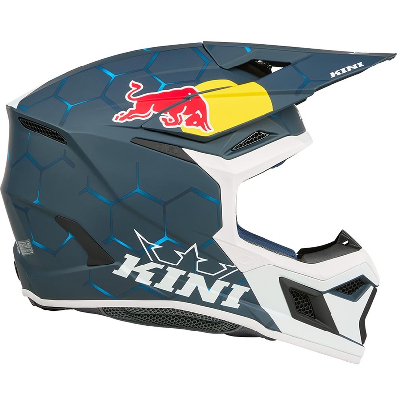 Cască motocross pentru copii KINI Red Bull MX3 1.0 albastru-alb