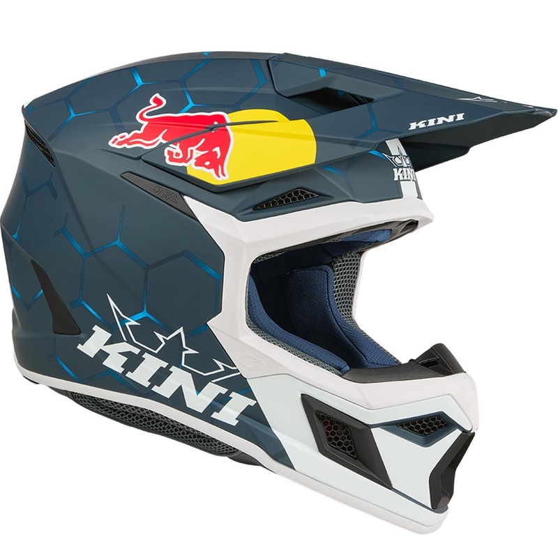Cască motocross pentru copii KINI Red Bull MX3 1.0 albastru-alb