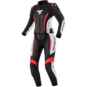 Costum moto dama Shima Miura 2.0 negru-alb-rosu fluo