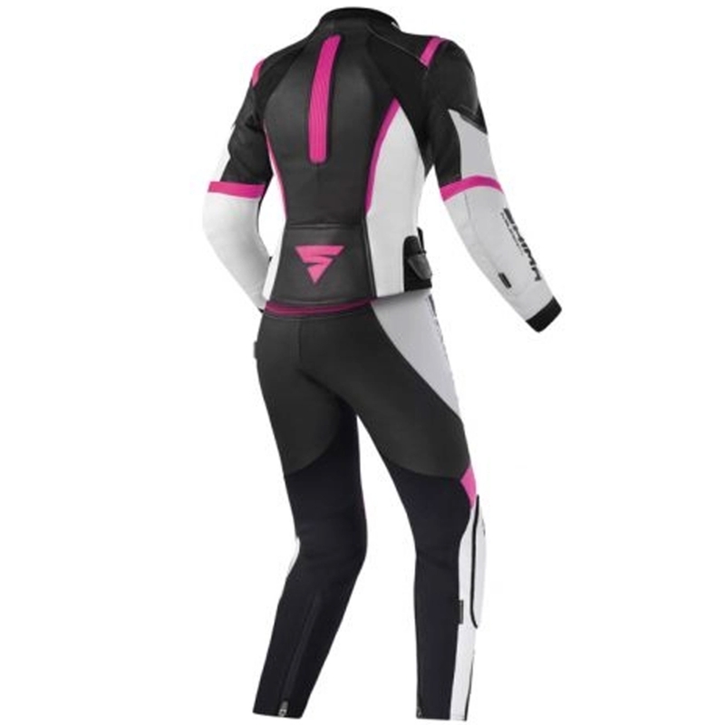 Costum moto dama Shima Miura 2.0 negru-alb-roz