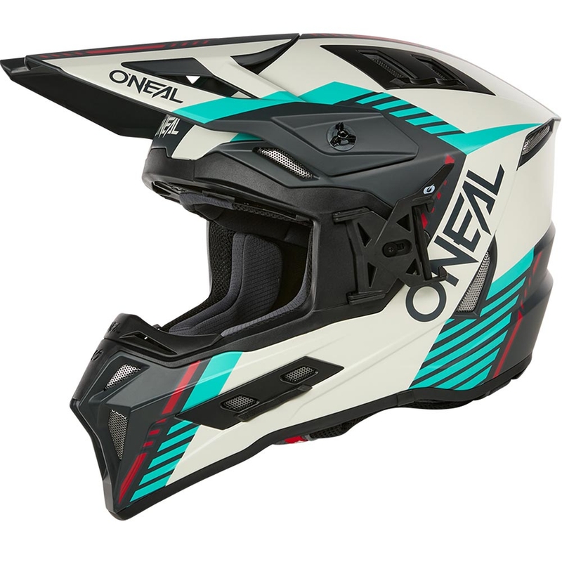 Cască motocross O'Neal EX-SRS Quin gri-turcoaz