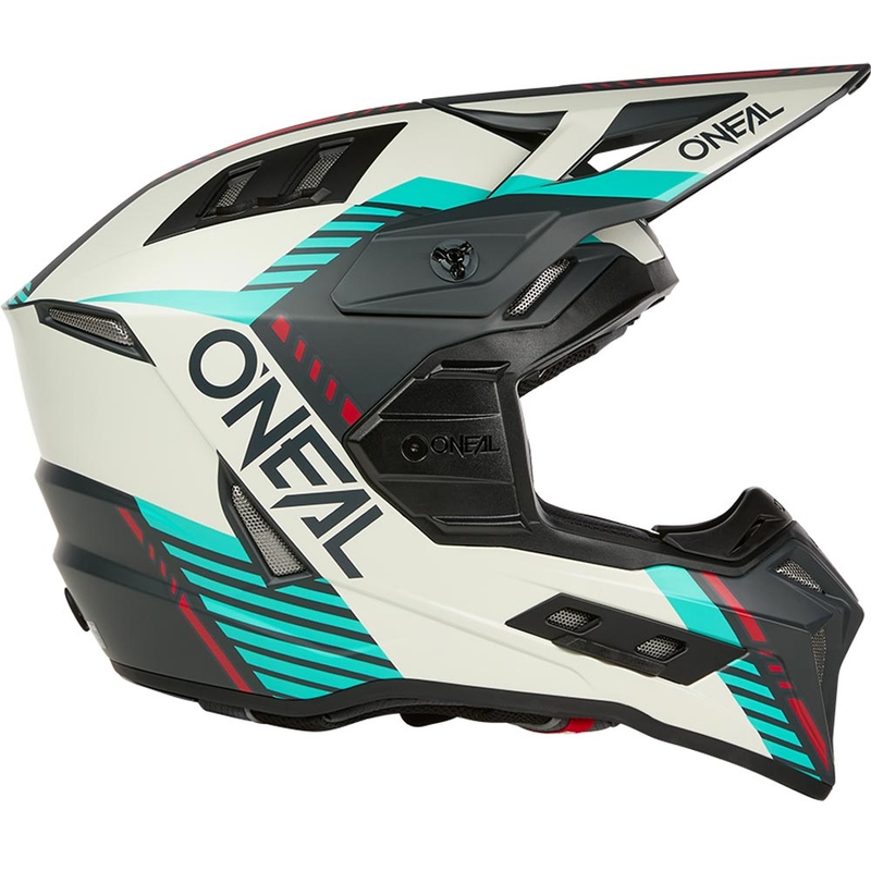 Cască motocross O'Neal EX-SRS Quin gri-turcoaz