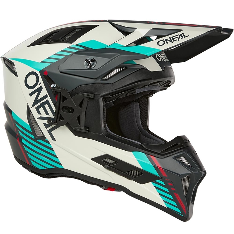 Cască motocross O'Neal EX-SRS Quin gri-turcoaz